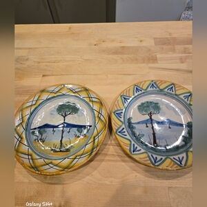 Vintage Italian majolica hand-painted ceramic plates